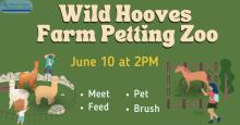 wakeman june 10 at 2pm wild hooves farm petting zoo. fun for all the family!